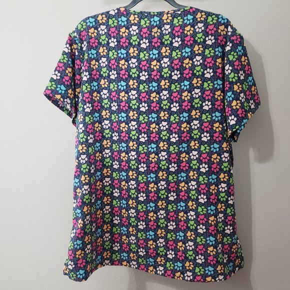 MediChic Paw Print Multicolor Scrub Top 2X - Picture 10 of 10